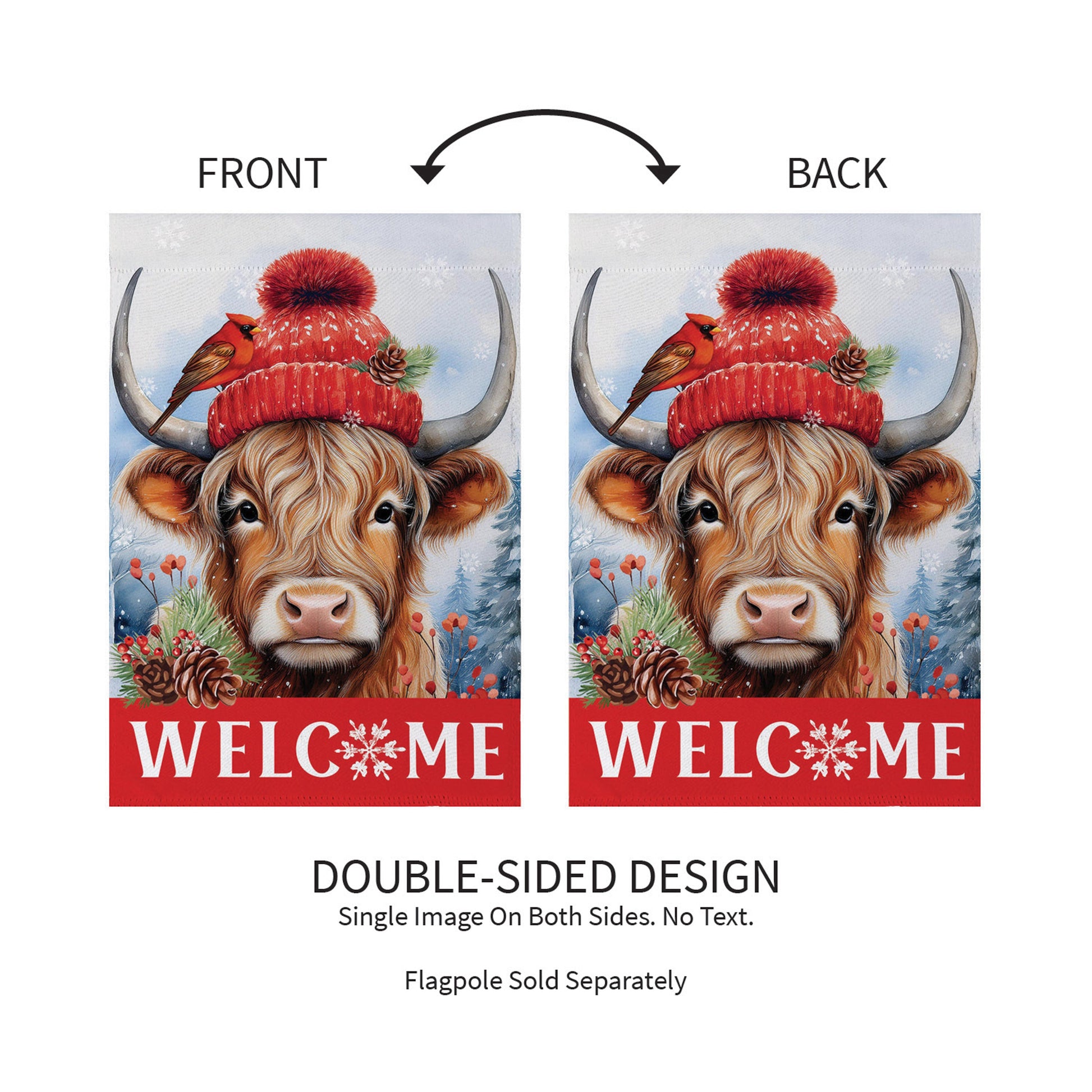 Bundled Up Highland Cow Suede Garden Flag - Tampa Home & Garden Store