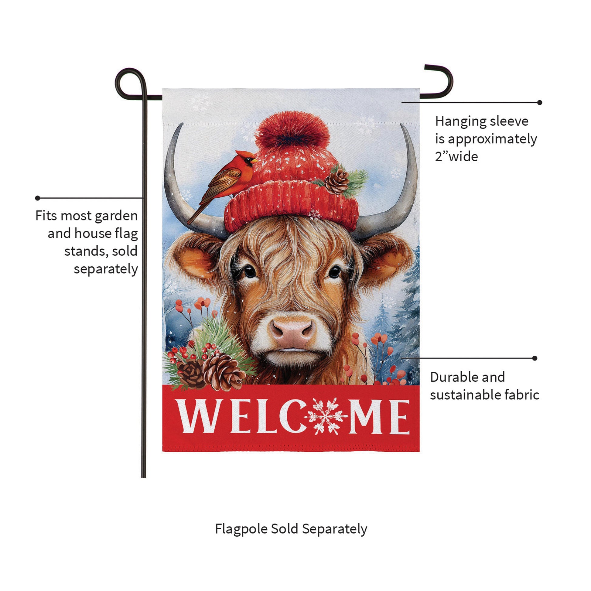 Bundled Up Highland Cow Suede Garden Flag - Tampa Home & Garden Store