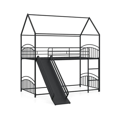 Twin Over Twin Bunk Bed with Metal Slats