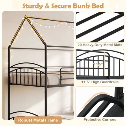 Twin Over Twin Bunk Bed with Metal Slats