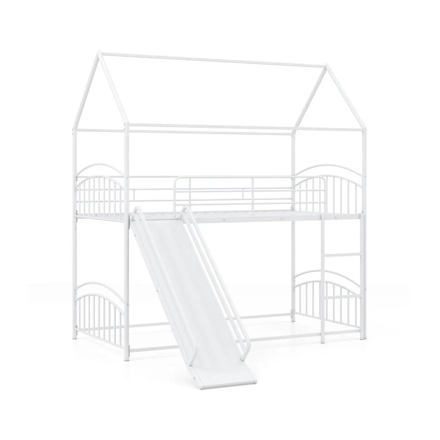 Twin Over Twin Bunk Bed with Metal Slats