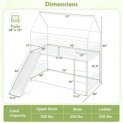 Twin Over Twin Bunk Bed with Metal Slats