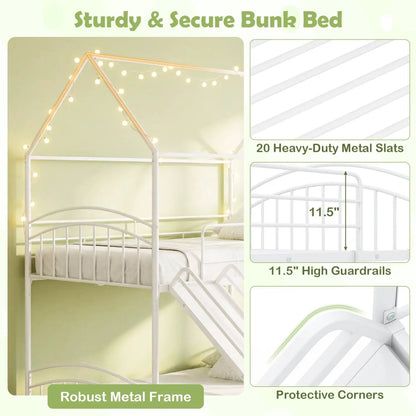 Twin Over Twin Bunk Bed with Metal Slats