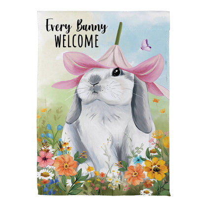 Bunny Blooms Flower Time Suede House Flag - Tampa Home & Garden Store