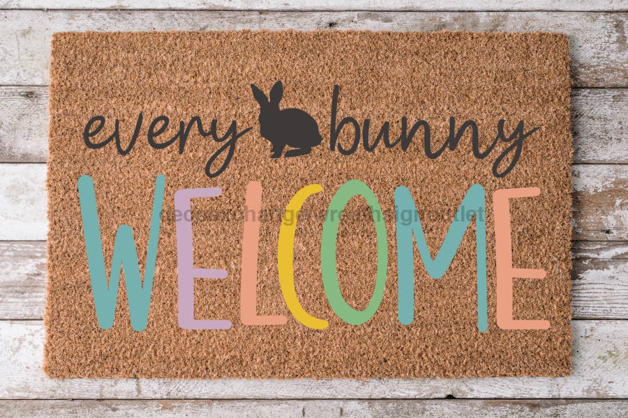 Bunny Doormat "every bunny welcome" Rabbit Doormat, Easter Doormat at - Tampa Home & Garden Store