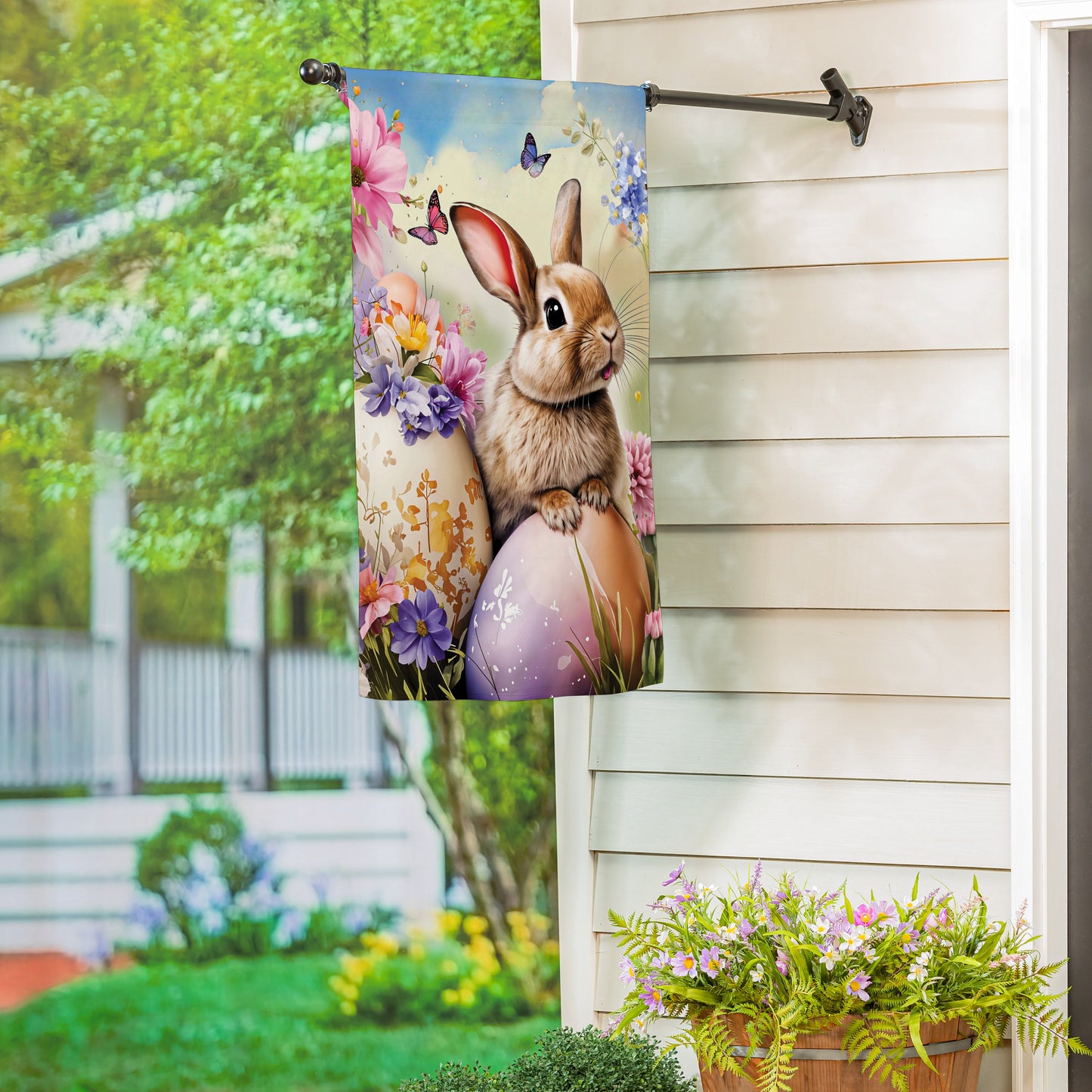Bunny & Easter Egg Suede House Flag - Tampa Home & Garden Store