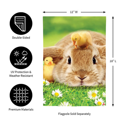 Bunny and Duckling Lustre Garden Flag - Tampa Home & Garden Store
