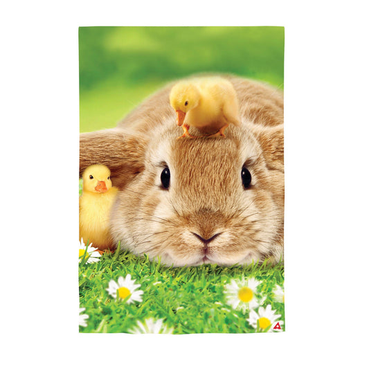 Bunny and Duckling Lustre House Flag - Tampa Home & Garden Store