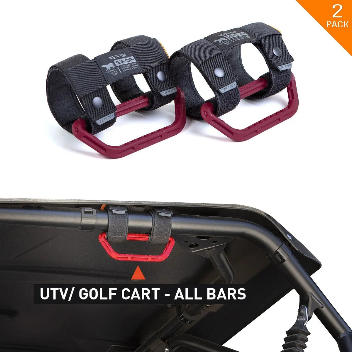 GP-Grip Universal roll bar straps fits 0.75–5.5 in bars GPCA 2-pack with red handles on Tampa Home & Garden Store