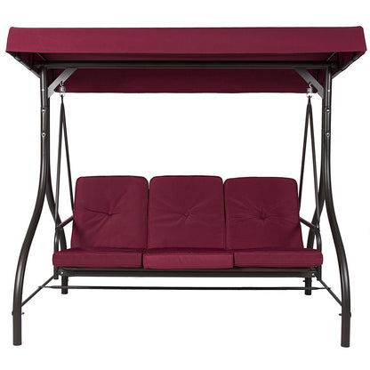 Burgundy Outdoor Patio Deck Porch Canopy Swing with Cushions - Tampa Home & Garden Store