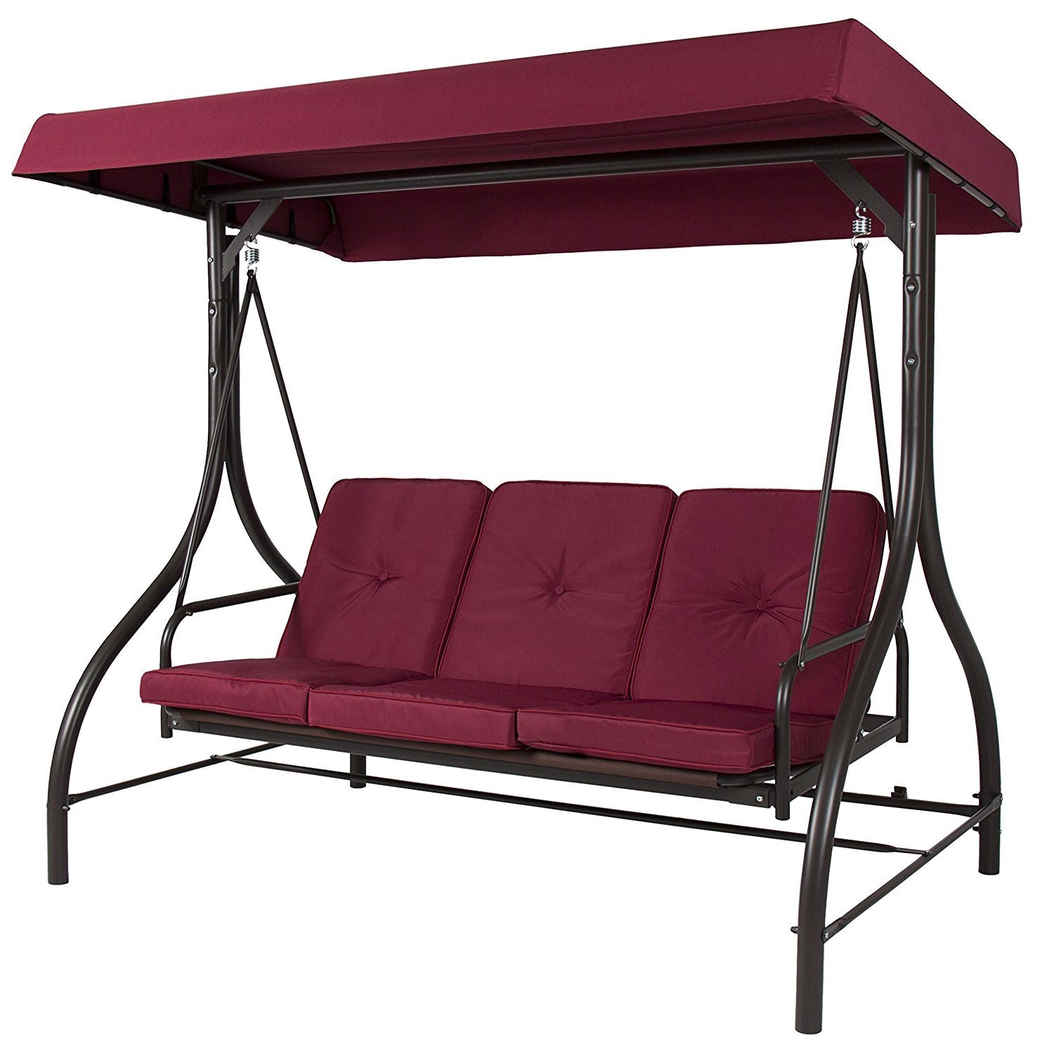Burgundy Outdoor Patio Deck Porch Canopy Swing with Cushions - Tampa Home & Garden Store