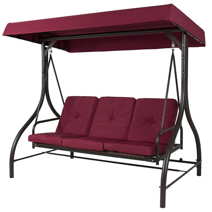 Burgundy Outdoor Patio Deck Porch Canopy Swing with Cushions - Tampa Home & Garden Store