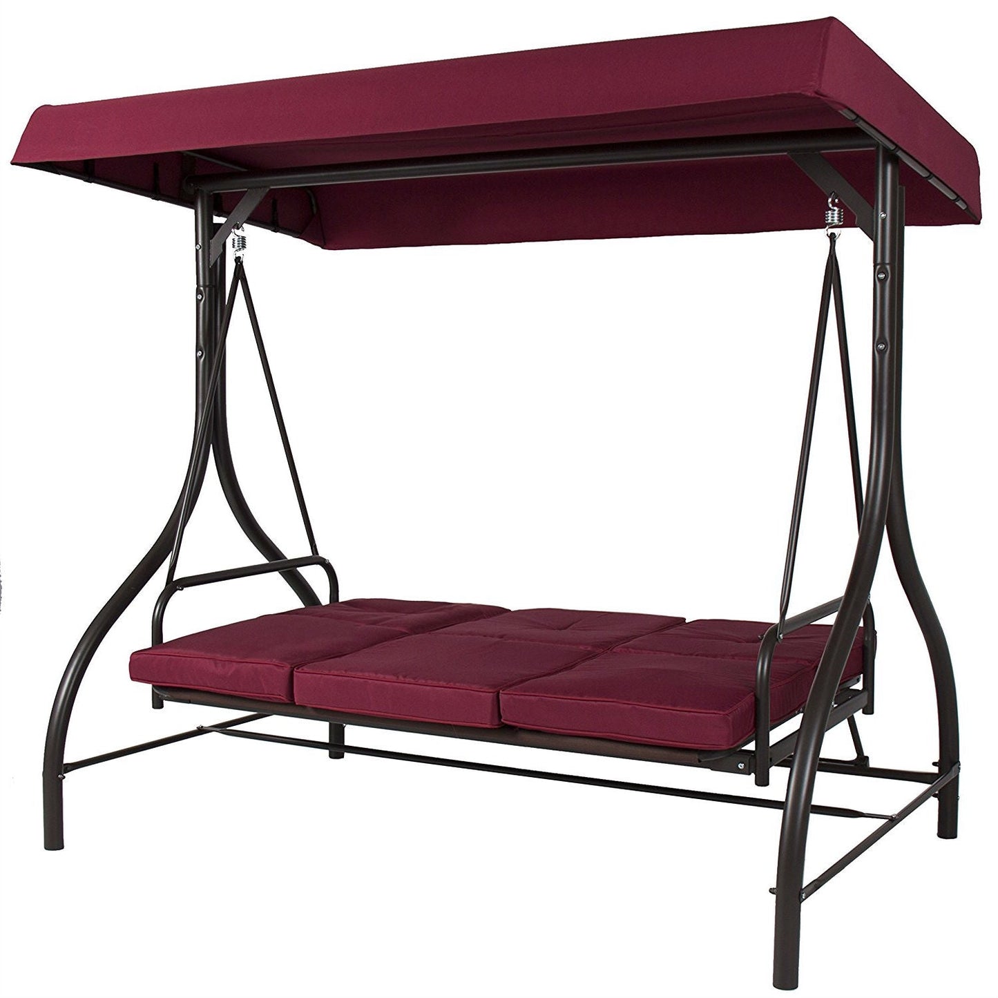 Burgundy Outdoor Patio Deck Porch Canopy Swing with Cushions - Tampa Home & Garden Store