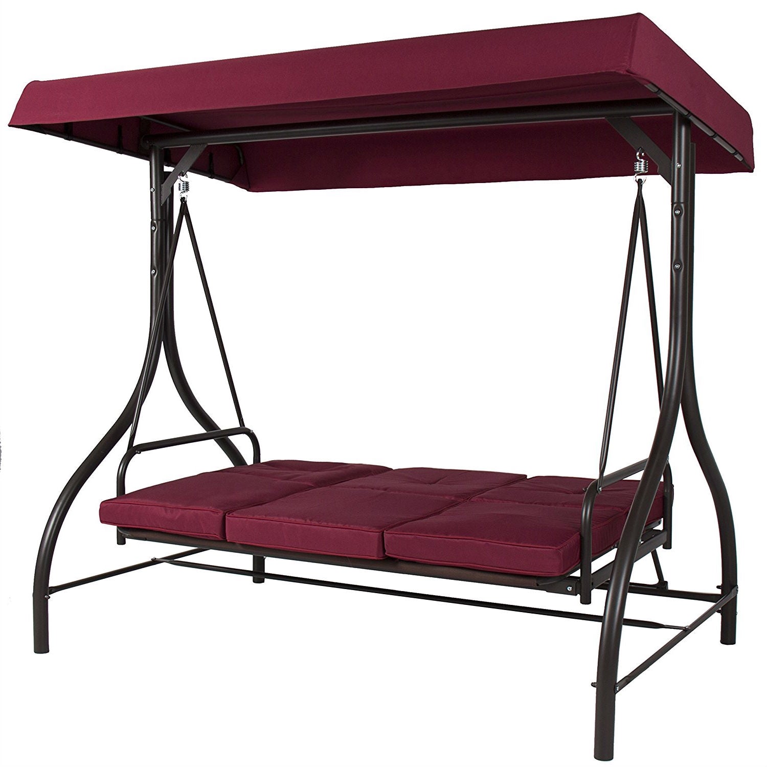Burgundy Outdoor Patio Deck Porch Canopy Swing with Cushions - Tampa Home & Garden Store