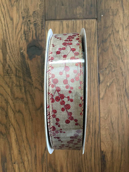 Burlap Berries Ribbon 1.5 inch - By the Yard - Tampa Home & Garden Store