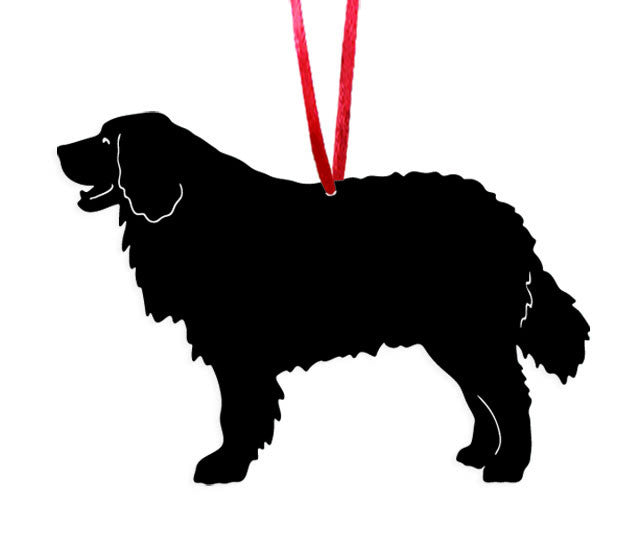 Bernese Mountain Dog Plant Stake by Rustica Ornamentals, black silhouette with red ribbon on Tampa Home & Garden Store