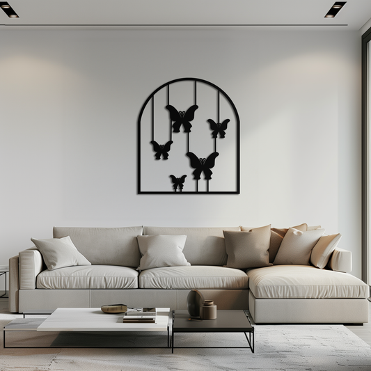 Butterfly Arch Metal Wall Art – Elegant Hanging Butterflies Silhouette for Modern Nature Decor- KAF361 - Tampa Home & Garden Store