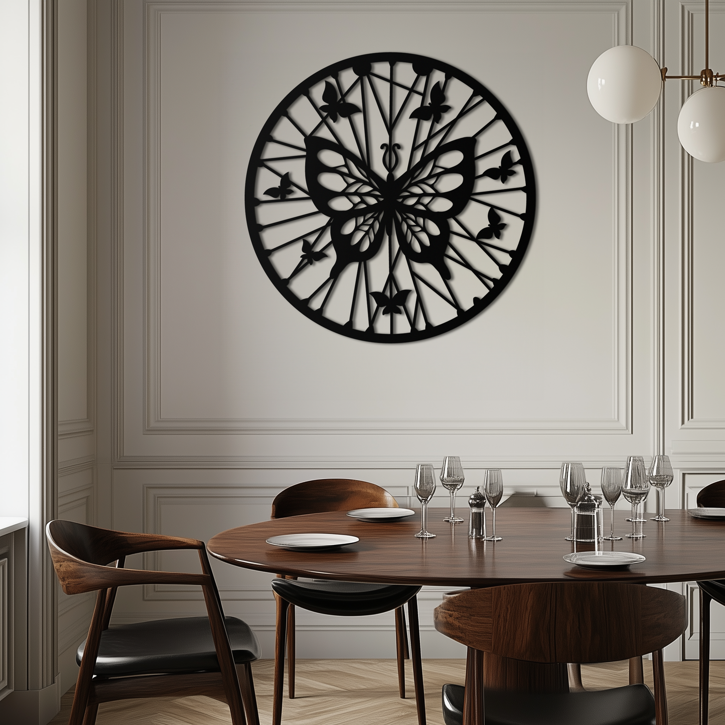 Butterfly Mandala Round Metal Wall Art - Elegant Circle Butterfly Silhouette for Home Decor- KAF322 - Tampa Home & Garden Store
