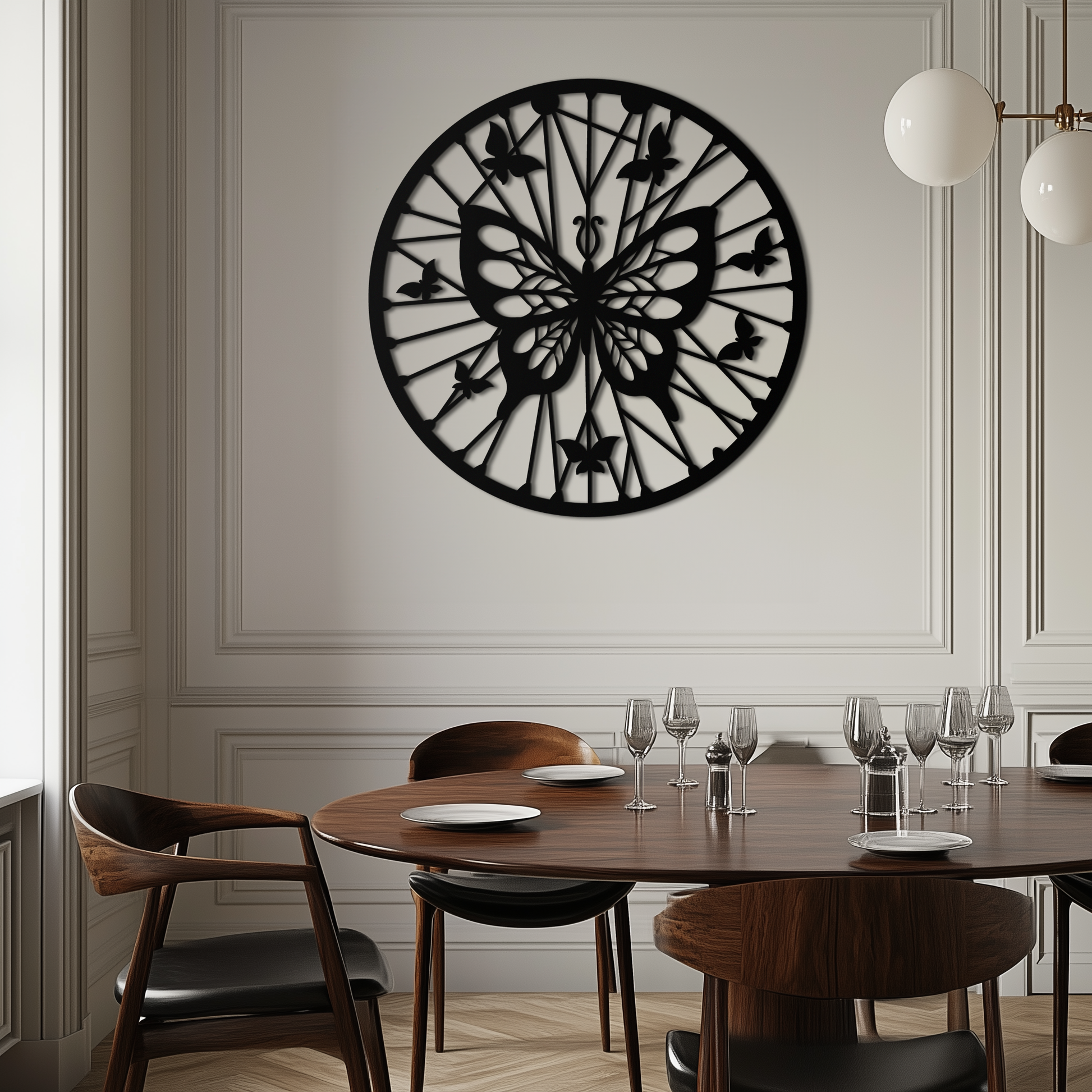 Butterfly Mandala Round Metal Wall Art - Elegant Circle Butterfly Silhouette for Home Decor- KAF322 - Tampa Home & Garden Store