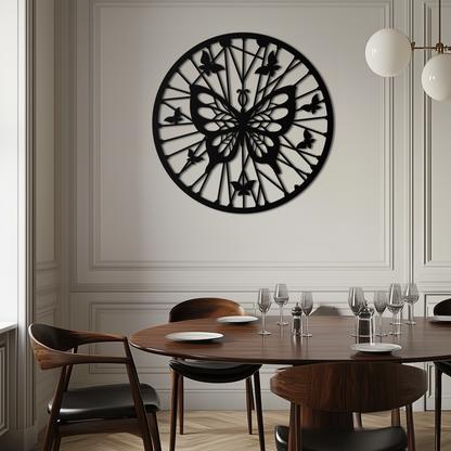 Butterfly Mandala Round Metal Wall Art - Elegant Circle Butterfly Silhouette for Home Decor- KAF322 - Tampa Home & Garden Store