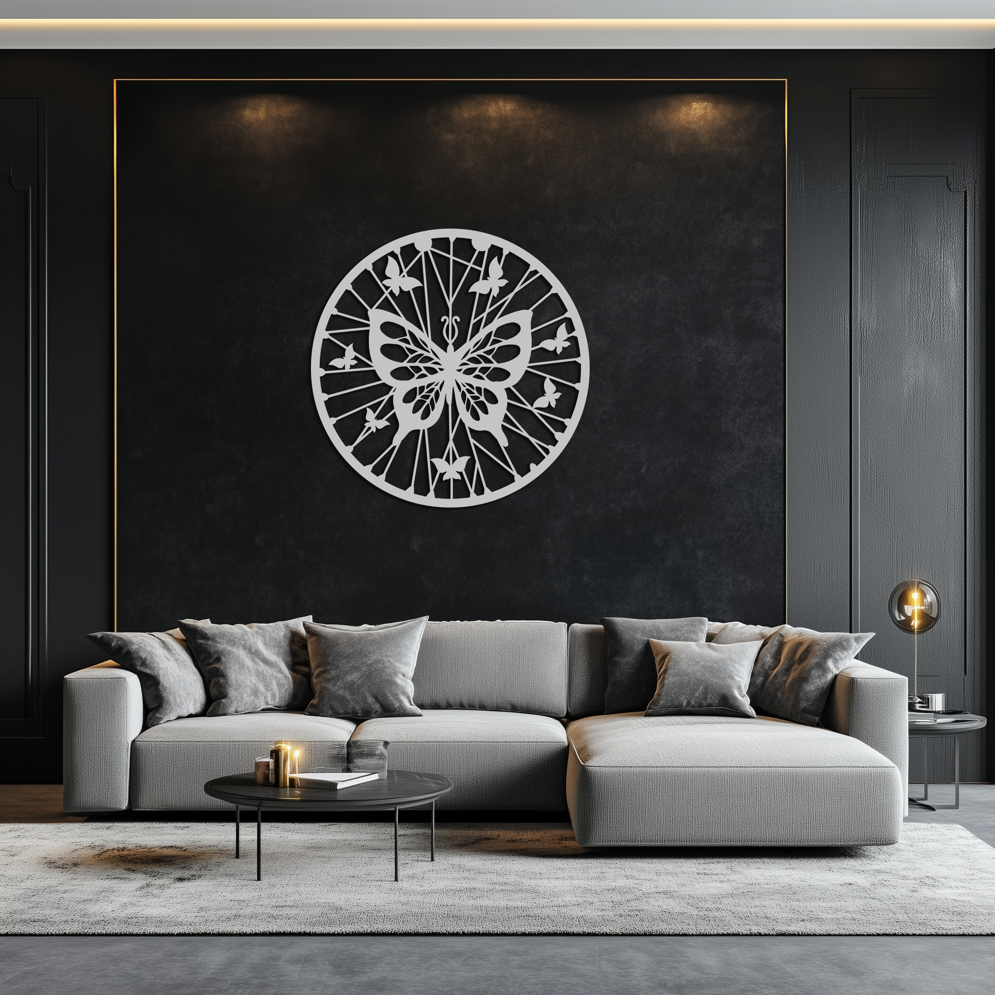 Butterfly Mandala Round Metal Wall Art - Elegant Circle Butterfly Silhouette for Home Decor- KAF322 - Tampa Home & Garden Store