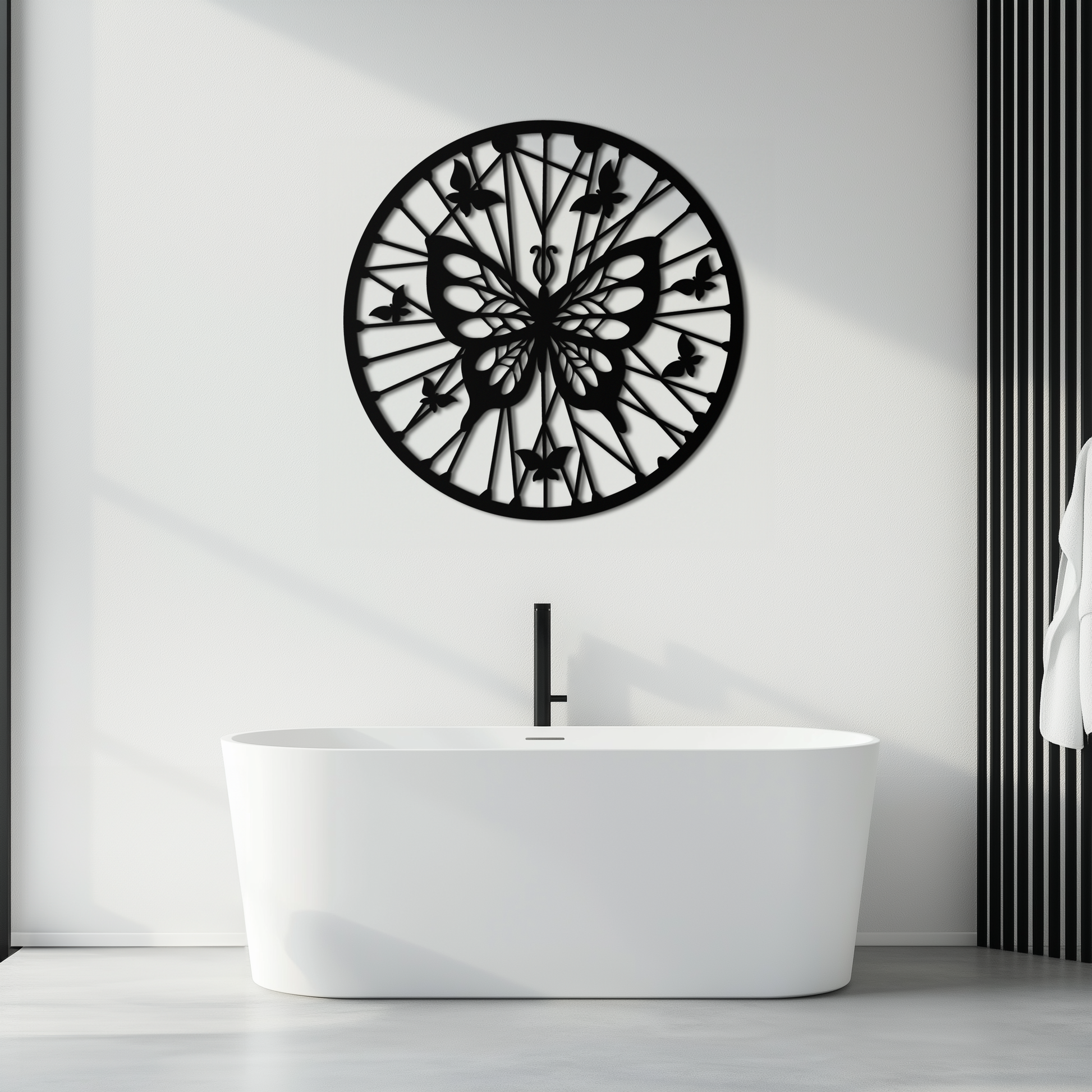 Butterfly Mandala Round Metal Wall Art - Elegant Circle Butterfly Silhouette for Home Decor- KAF322 - Tampa Home & Garden Store
