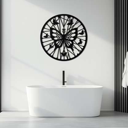 Butterfly Mandala Round Metal Wall Art - Elegant Circle Butterfly Silhouette for Home Decor- KAF322 - Tampa Home & Garden Store