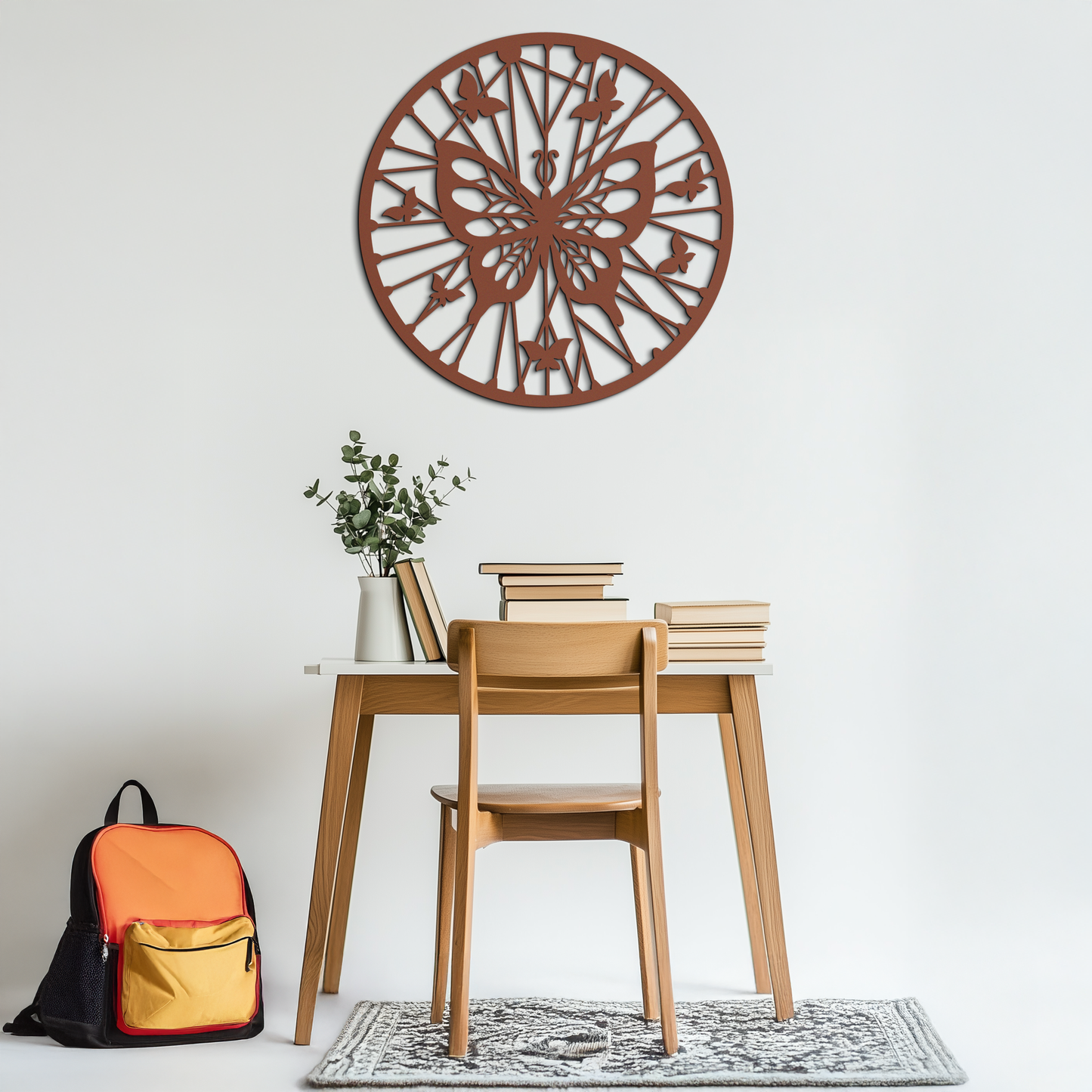 Butterfly Mandala Round Metal Wall Art - Elegant Circle Butterfly Silhouette for Home Decor- KAF322 - Tampa Home & Garden Store