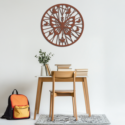 Butterfly Mandala Round Metal Wall Art - Elegant Circle Butterfly Silhouette for Home Decor- KAF322 - Tampa Home & Garden Store