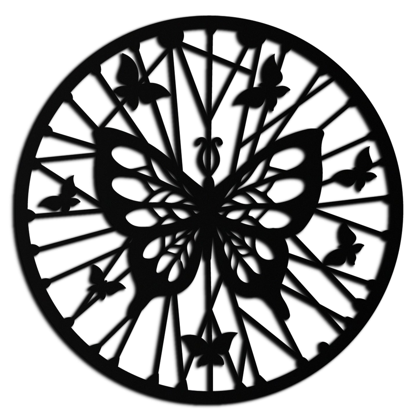 Butterfly Mandala Round Metal Wall Art - Elegant Circle Butterfly Silhouette for Home Decor- KAF322 - Tampa Home & Garden Store