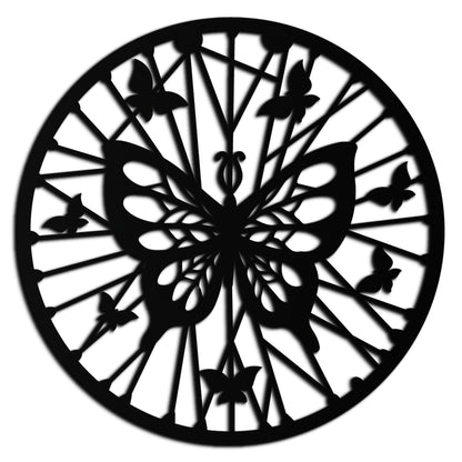 Butterfly Mandala Round Metal Wall Art - Elegant Circle Butterfly Silhouette for Home Decor- KAF322 - Tampa Home & Garden Store