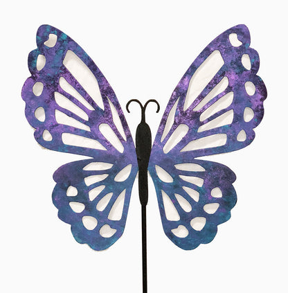 Butterfly garden stake by Rustica Ornamentals with purple-blue gradient metal wings on Tampa Home & Garden Store