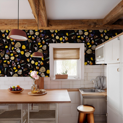 Butterfly Terrazzo Wallpaper, black - Tampa Home & Garden Store