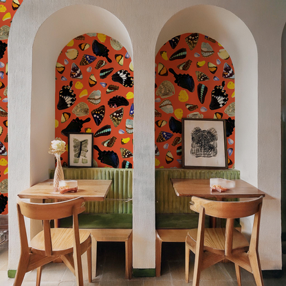 Butterfly Terrazzo Wallpaper, orange - Tampa Home & Garden Store