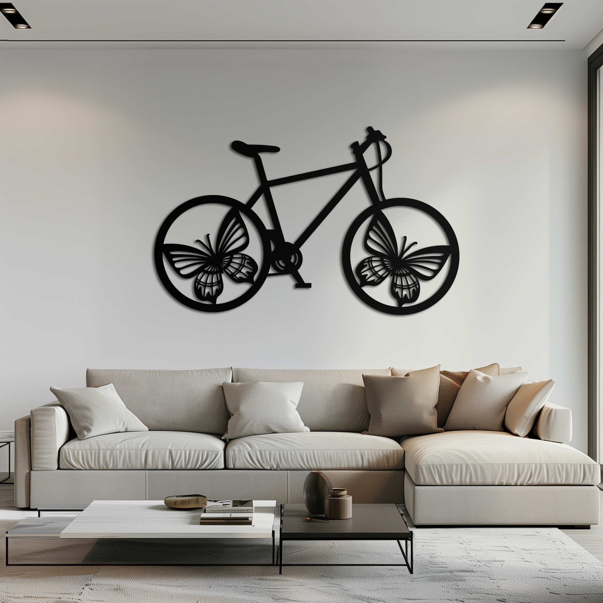 Butterfly Wheel Bicycle Metal Wall Art – Modern Artistic Bike Silhouette Decor- KAF319 - Tampa Home & Garden Store