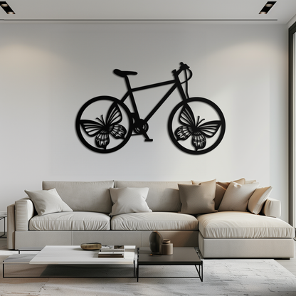Butterfly Wheel Bicycle Metal Wall Art – Modern Artistic Bike Silhouette Decor- KAF319 - Tampa Home & Garden Store