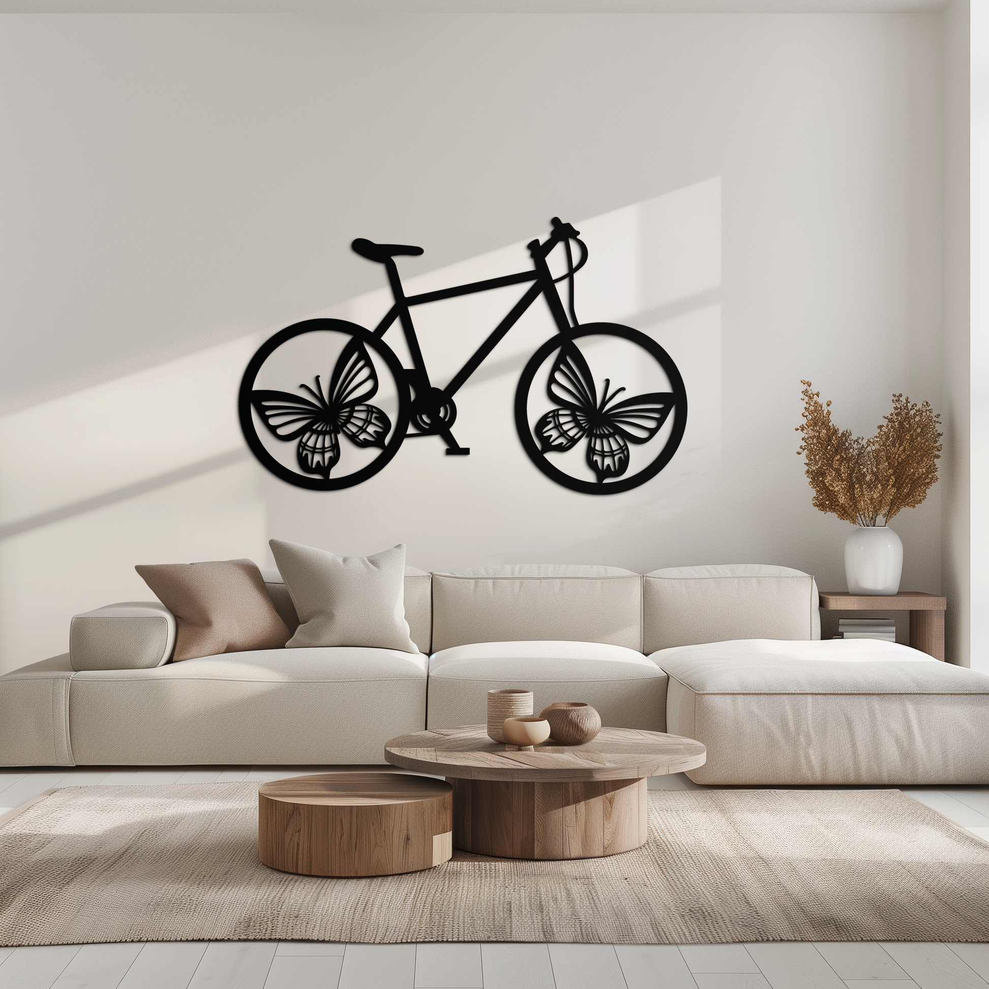 Butterfly Wheel Bicycle Metal Wall Art – Modern Artistic Bike Silhouette Decor- KAF319 - Tampa Home & Garden Store