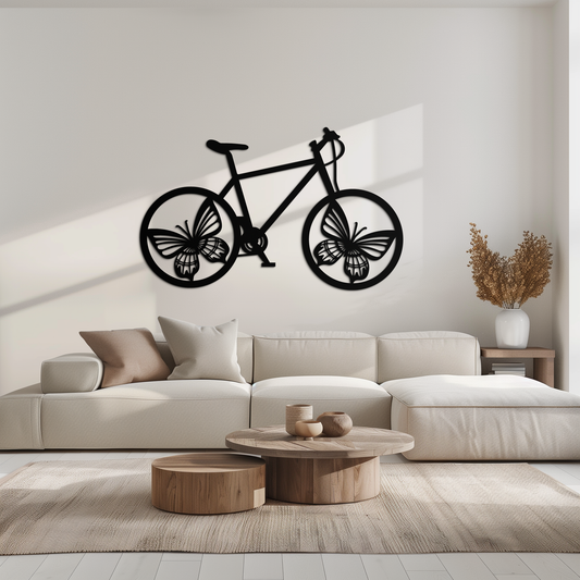 Butterfly Wheel Bicycle Metal Wall Art – Modern Artistic Bike Silhouette Decor- KAF319 - Tampa Home & Garden Store