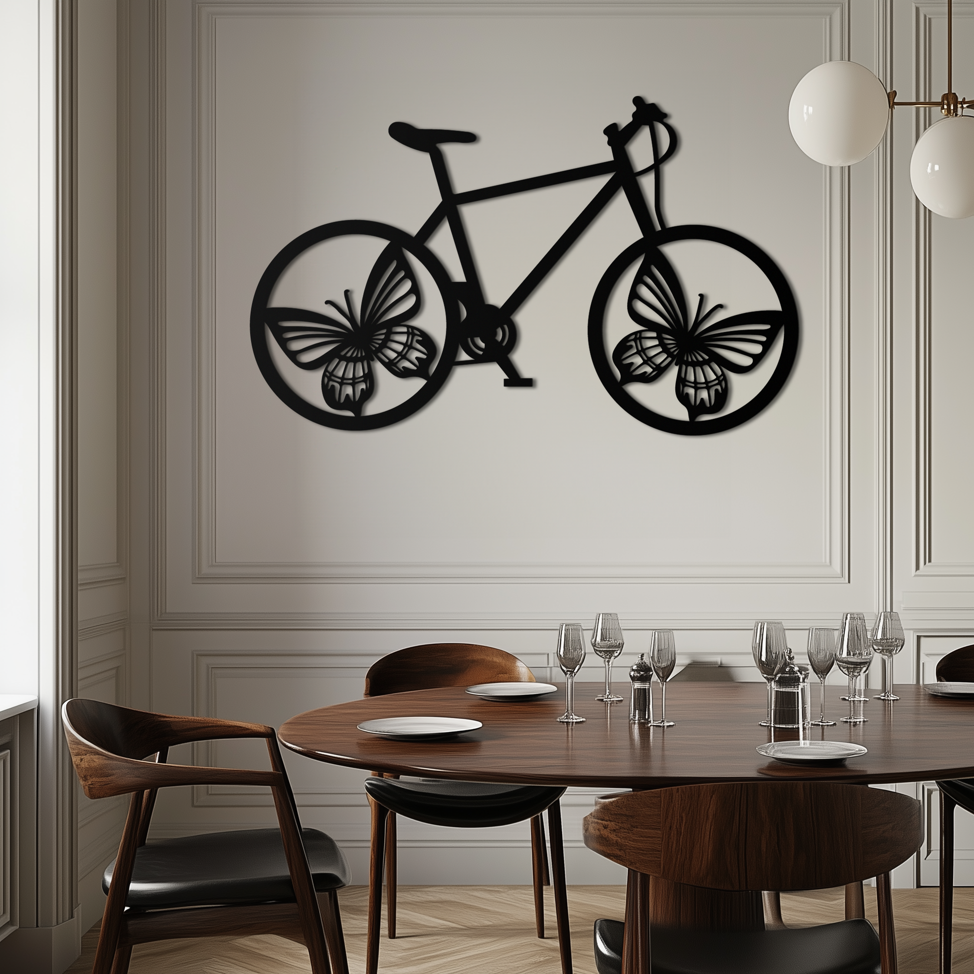 Butterfly Wheel Bicycle Metal Wall Art – Modern Artistic Bike Silhouette Decor- KAF319 - Tampa Home & Garden Store