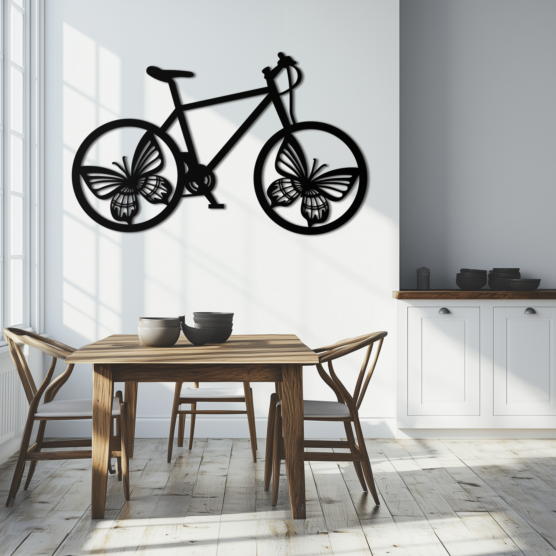 Butterfly Wheel Bicycle Metal Wall Art – Modern Artistic Bike Silhouette Decor- KAF319 - Tampa Home & Garden Store