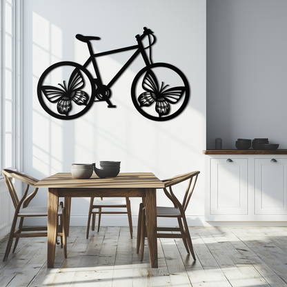 Butterfly Wheel Bicycle Metal Wall Art – Modern Artistic Bike Silhouette Decor- KAF319 - Tampa Home & Garden Store