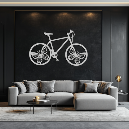 Butterfly Wheel Bicycle Metal Wall Art – Modern Artistic Bike Silhouette Decor- KAF319 - Tampa Home & Garden Store