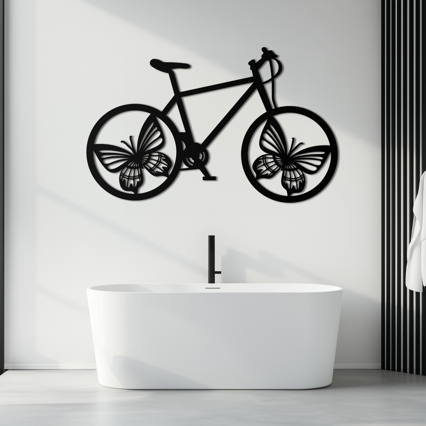Butterfly Wheel Bicycle Metal Wall Art – Modern Artistic Bike Silhouette Decor- KAF319 - Tampa Home & Garden Store