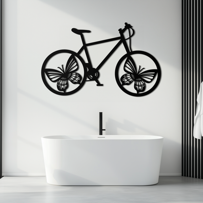 Butterfly Wheel Bicycle Metal Wall Art – Modern Artistic Bike Silhouette Decor- KAF319 - Tampa Home & Garden Store