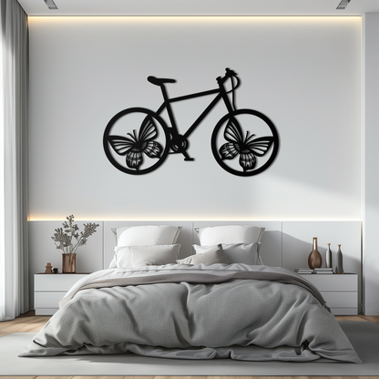 Butterfly Wheel Bicycle Metal Wall Art – Modern Artistic Bike Silhouette Decor- KAF319 - Tampa Home & Garden Store