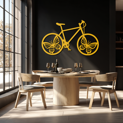 Butterfly Wheel Bicycle Metal Wall Art – Modern Artistic Bike Silhouette Decor- KAF319 - Tampa Home & Garden Store