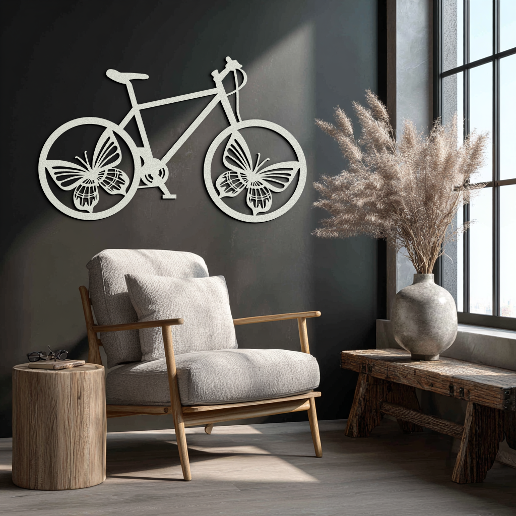 Butterfly Wheel Bicycle Metal Wall Art – Modern Artistic Bike Silhouette Decor- KAF319 - Tampa Home & Garden Store