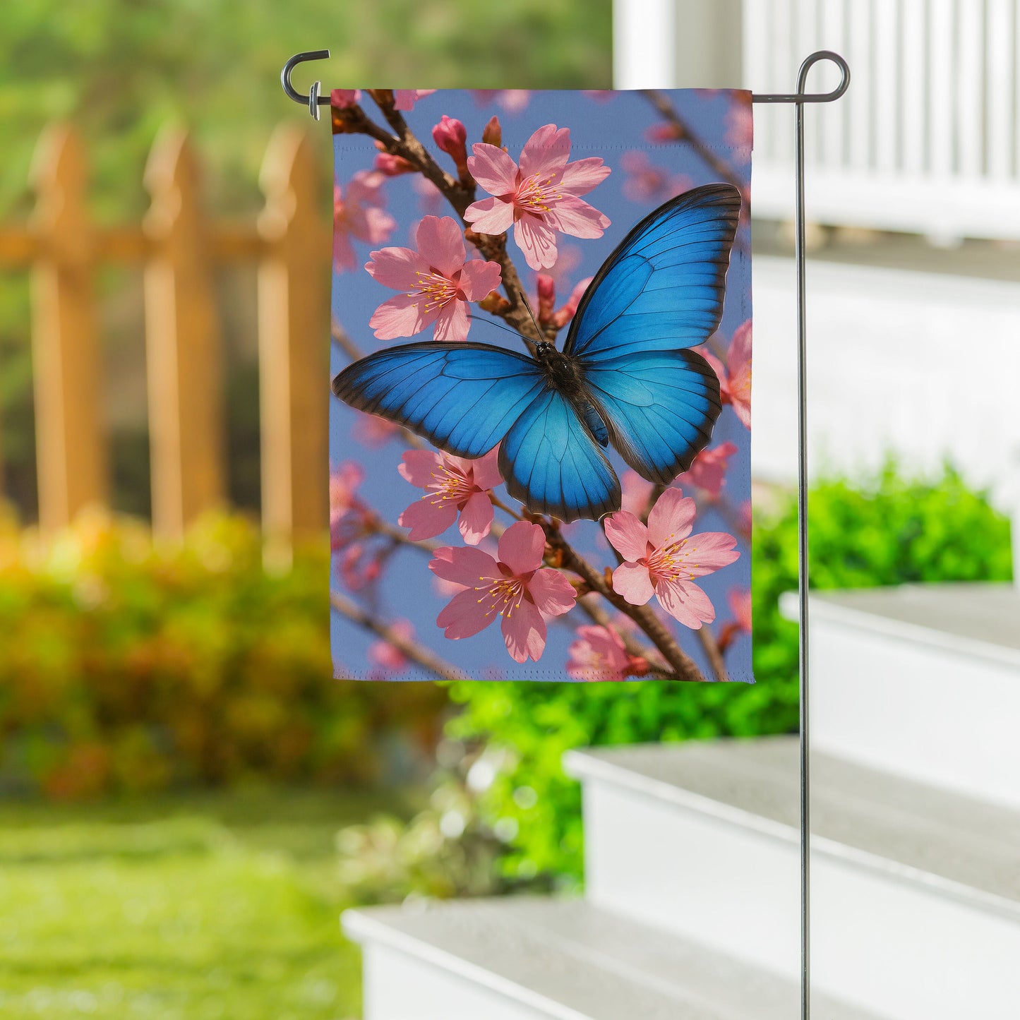 Butterfly and Cherry Blossom Delight Suede Garden Flag - Tampa Home & Garden Store