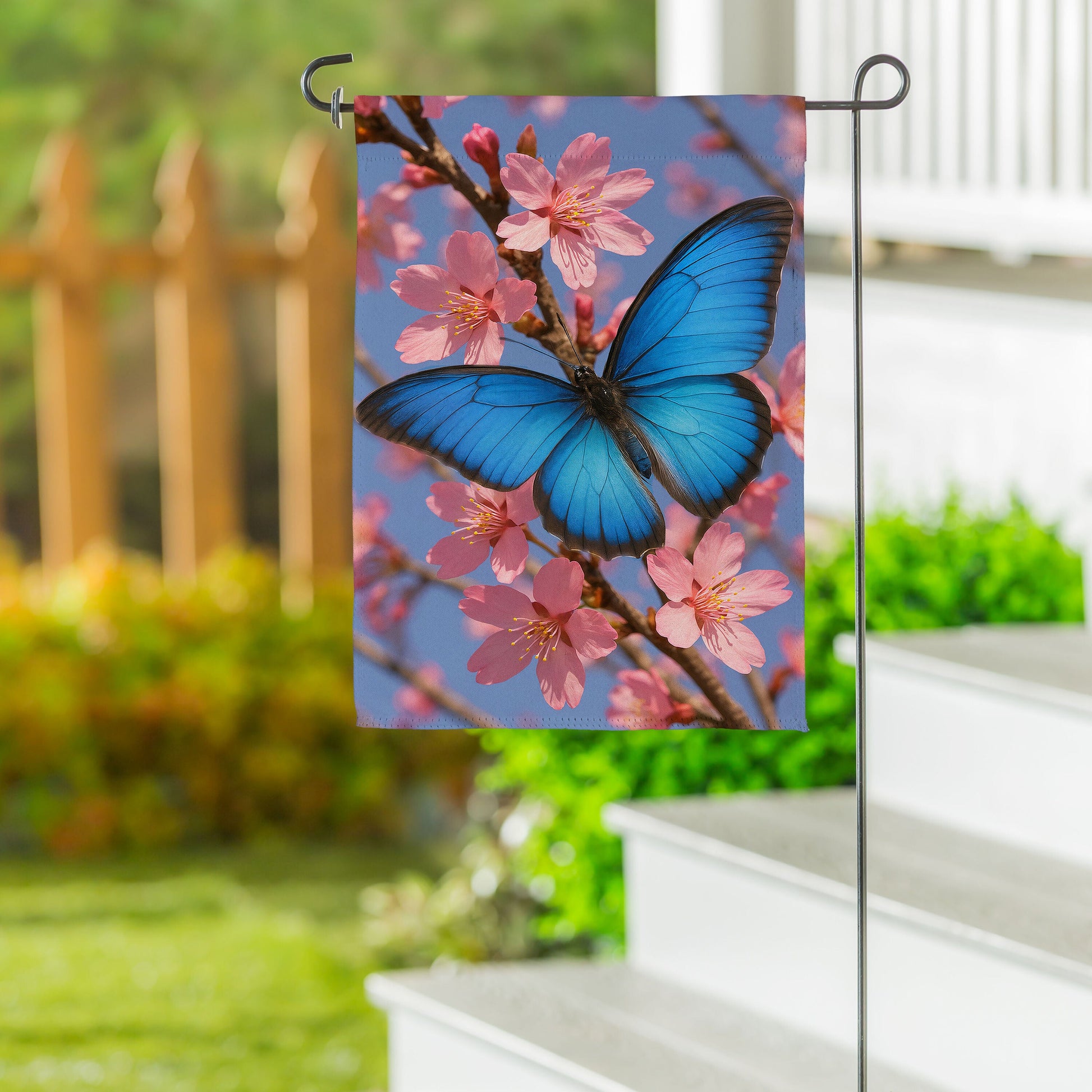 Butterfly and Cherry Blossom Delight Suede Garden Flag - Tampa Home & Garden Store