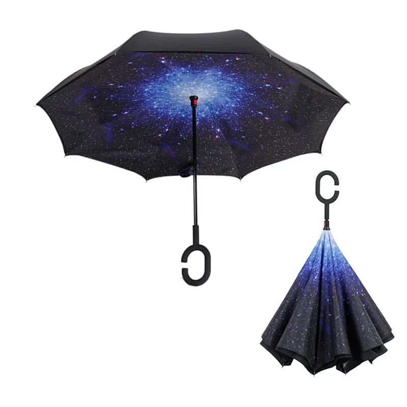 C Handle Windproof Reverse Folding Umbrella Man Women Sun Rain Car Inverted Umbrellas - Tampa Home & Garden Store